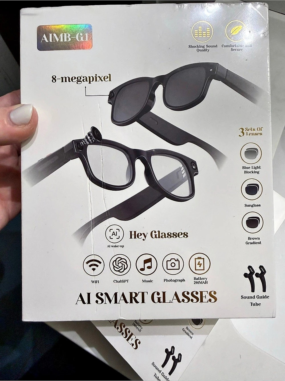 AIMB GLT AI Smart Glasses Black NWT